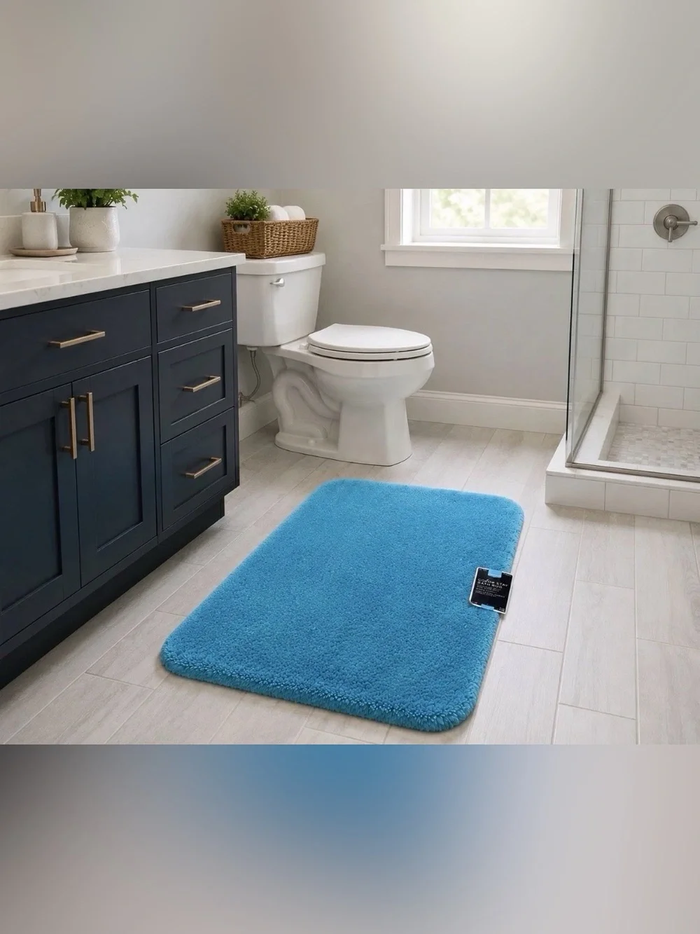Set of 2 Plush Teal Blue Bath Rugs Non Slip Bathroom Mats 33x20 New